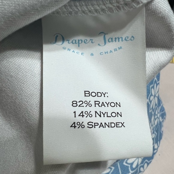 NWOT Draper James Blue/White Womens Dress 3/4 Length Sleeve Nylon Blend Sz LG - Picture 6 of 6
